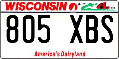 WI license plate 805XBS