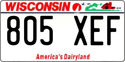 WI license plate 805XEF