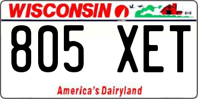 WI license plate 805XET