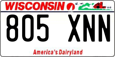 WI license plate 805XNN