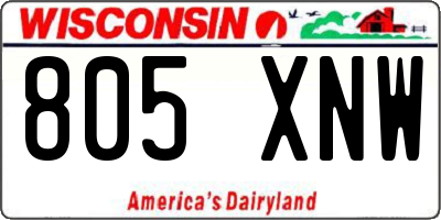 WI license plate 805XNW