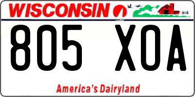 WI license plate 805XOA