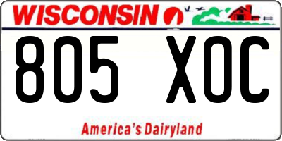 WI license plate 805XOC