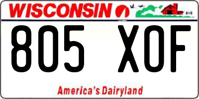 WI license plate 805XOF