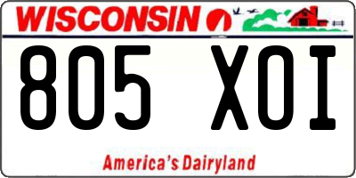 WI license plate 805XOI