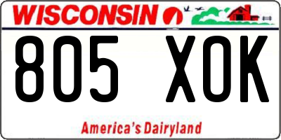 WI license plate 805XOK
