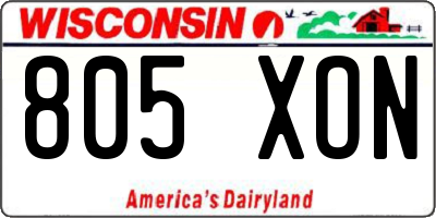 WI license plate 805XON