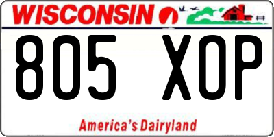 WI license plate 805XOP