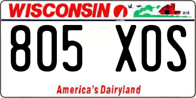 WI license plate 805XOS