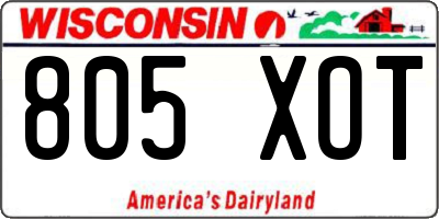WI license plate 805XOT
