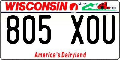 WI license plate 805XOU