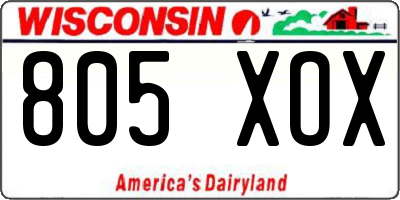WI license plate 805XOX