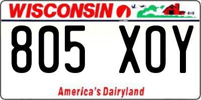 WI license plate 805XOY