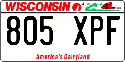 WI license plate 805XPF