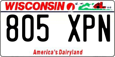 WI license plate 805XPN