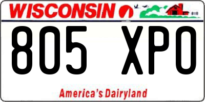 WI license plate 805XPO