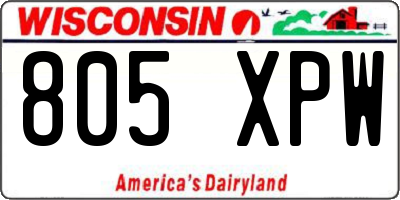 WI license plate 805XPW