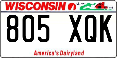 WI license plate 805XQK