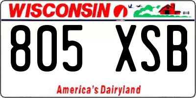 WI license plate 805XSB