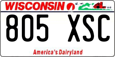WI license plate 805XSC