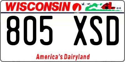 WI license plate 805XSD
