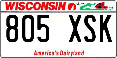 WI license plate 805XSK