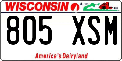 WI license plate 805XSM