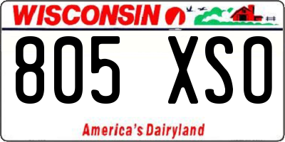 WI license plate 805XSO