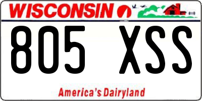 WI license plate 805XSS