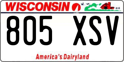 WI license plate 805XSV