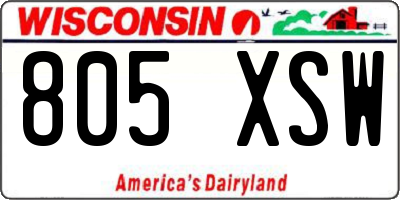 WI license plate 805XSW