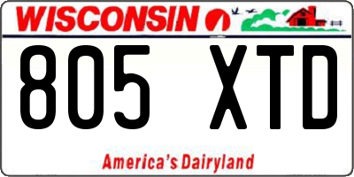 WI license plate 805XTD