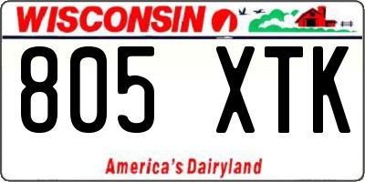 WI license plate 805XTK