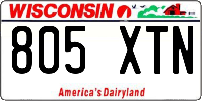 WI license plate 805XTN
