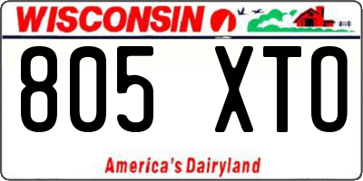 WI license plate 805XTO