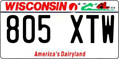 WI license plate 805XTW