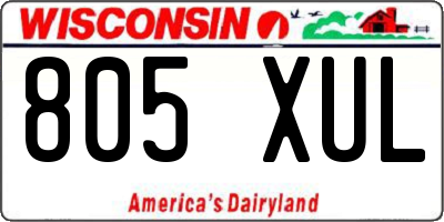 WI license plate 805XUL