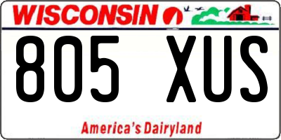WI license plate 805XUS