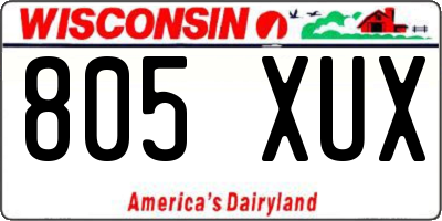 WI license plate 805XUX