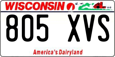 WI license plate 805XVS