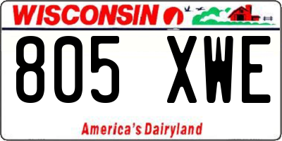 WI license plate 805XWE