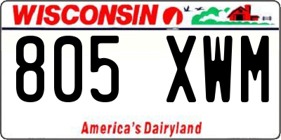 WI license plate 805XWM