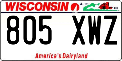 WI license plate 805XWZ