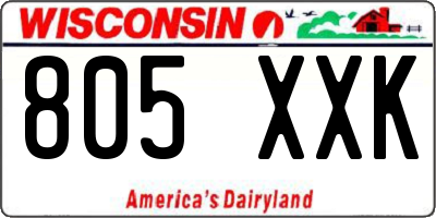 WI license plate 805XXK