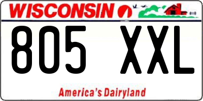 WI license plate 805XXL