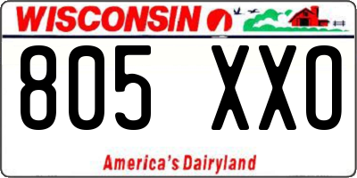 WI license plate 805XXO