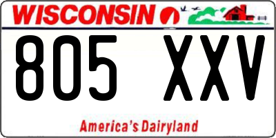 WI license plate 805XXV