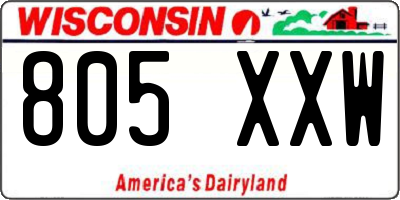 WI license plate 805XXW