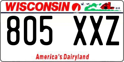 WI license plate 805XXZ