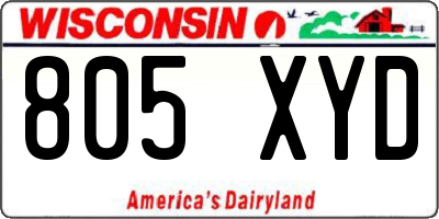 WI license plate 805XYD